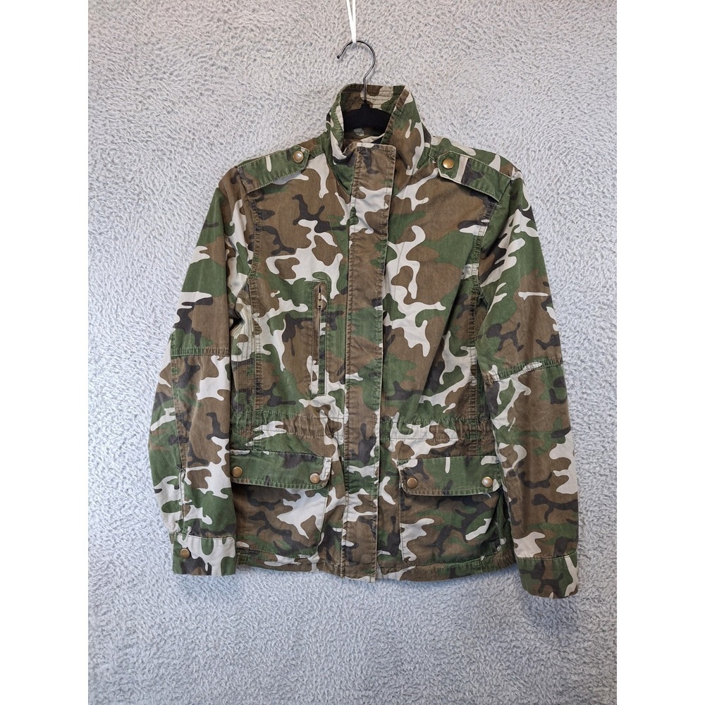 Endless Love Military Jacket Womens Large Multi Camo Lightweight Snap Inside Zip